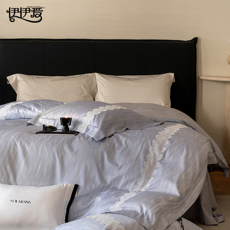 伊伊爱 超细旦莱赛尔棉套件 釉蓝高清大图