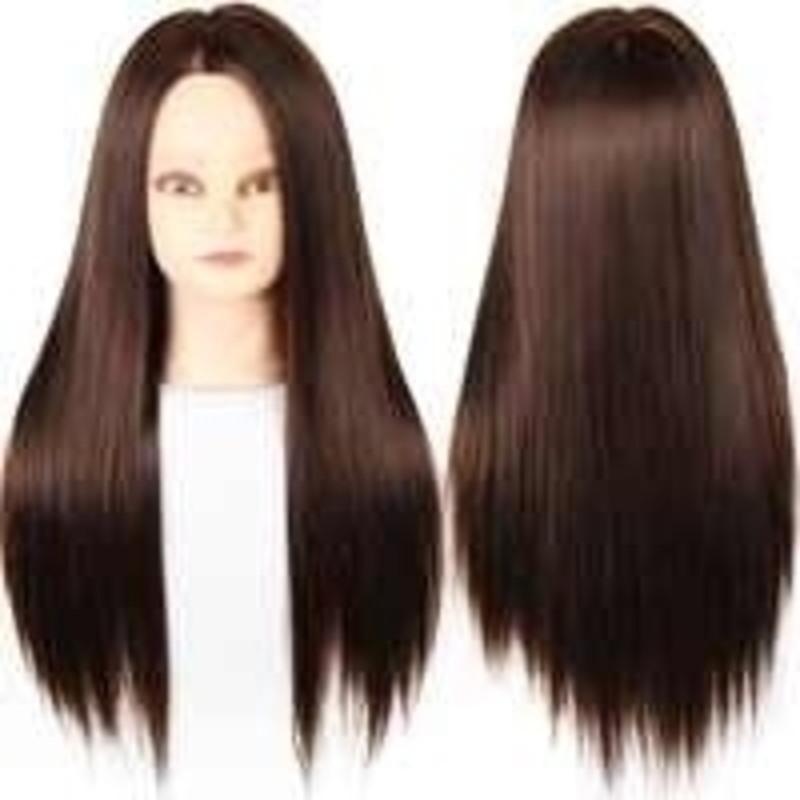 小苏妞假发头模练习盘发假人头化妆公仔头编发模型头美发模特头 有妆-深棕 默认