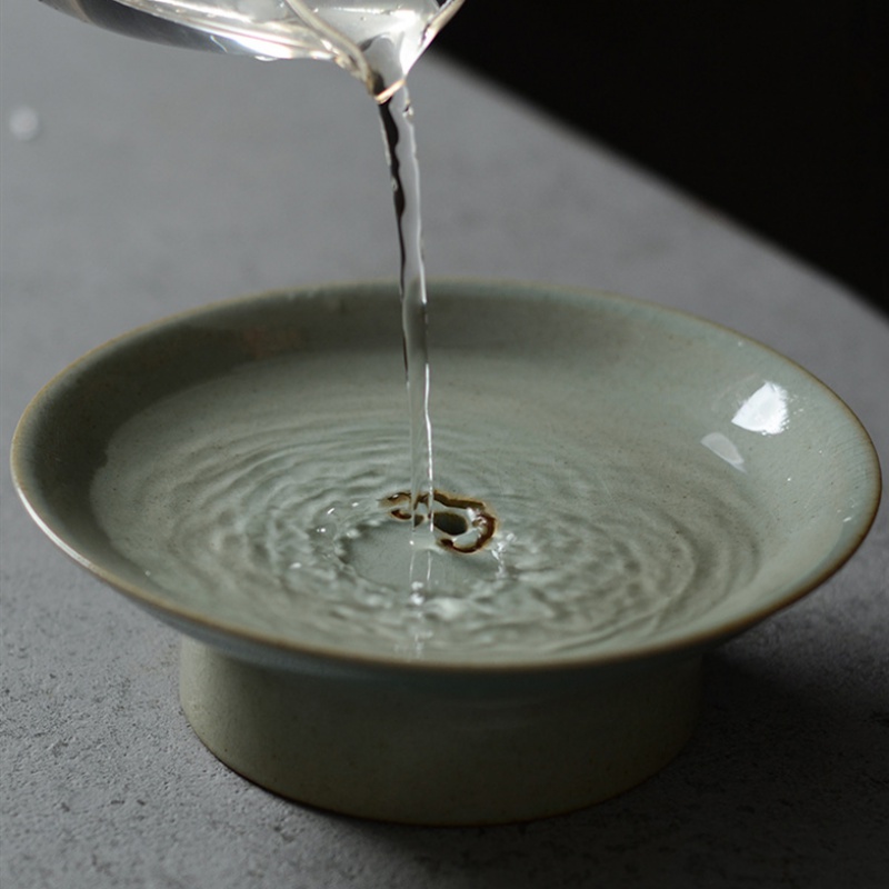 美帮汇开片可养壶承茶渣缸茶洗陶瓷汝瓷干泡台双层茶盘干泡盘茶垫水盂高清大图