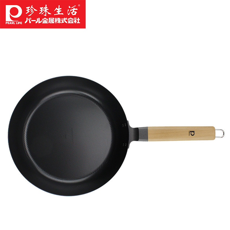 珍珠生活(PEARL LIFE)铁锅煎锅H-2516 日本进口无涂层凹凸不易粘平底铁锅煎锅 24cm