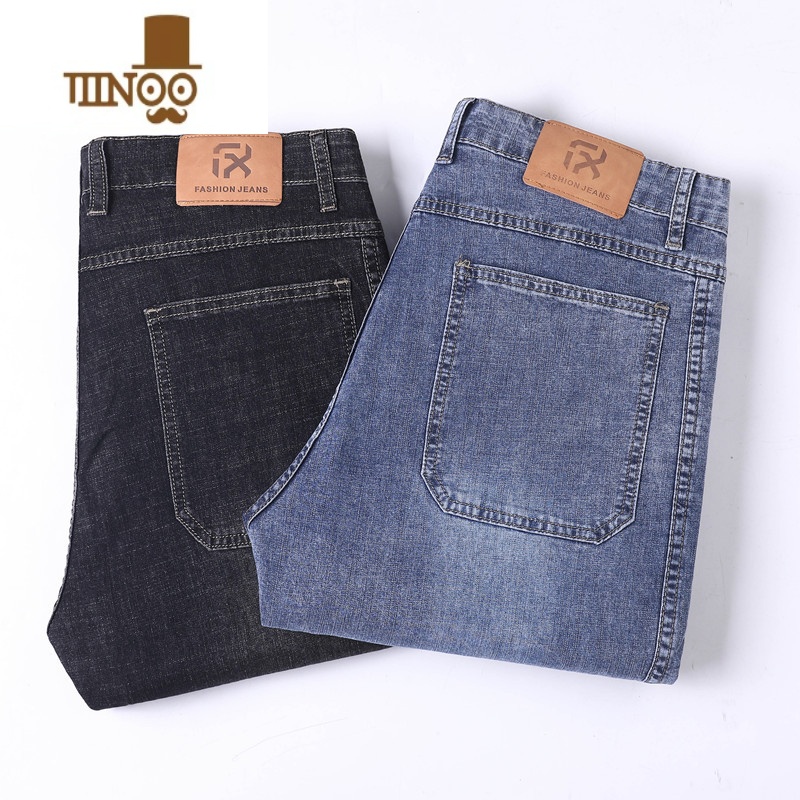 YANXU广州新塘牛仔裤男士2023夏季薄款宽松直筒高腰弹力大码百直夏搭牛高清大图