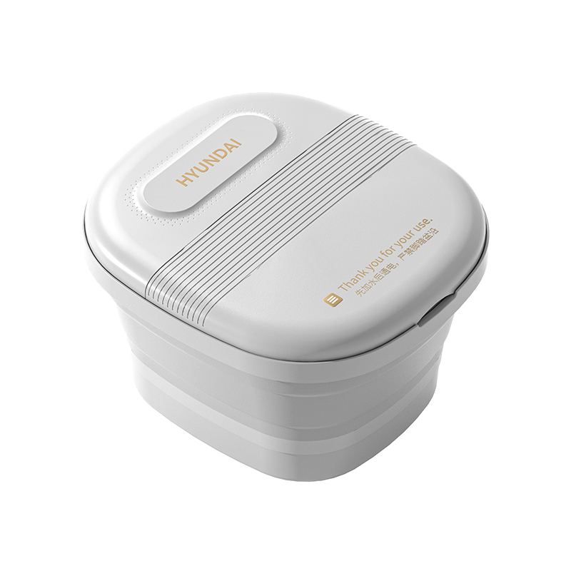 HYUNDAI 韩国泡脚盆 全自助按摩可折叠泡脚桶电动加热 【4组滚轮+水电隔离】白色款 XD-2108E