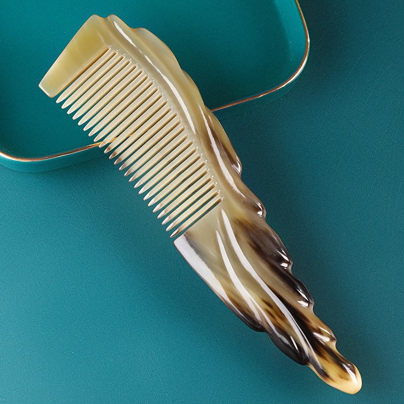 大号牦牛角梳子加厚白水牛角男女长发静电脱发防
