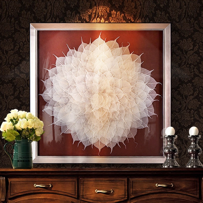 菩提叶新中式客厅装饰画现代沙背景墙艺术画玄关卧室