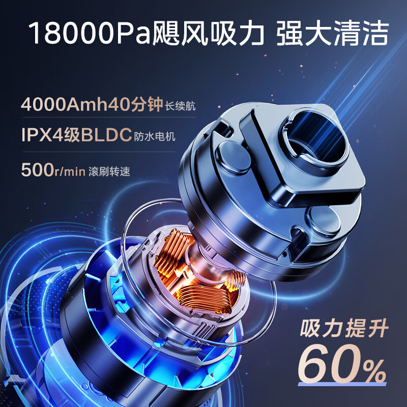 美的(Midea)洗地机X11无线智能家用热水洗地高温速干三贴边吸拖洗扫烘一体自动清洗拖地机高清大图