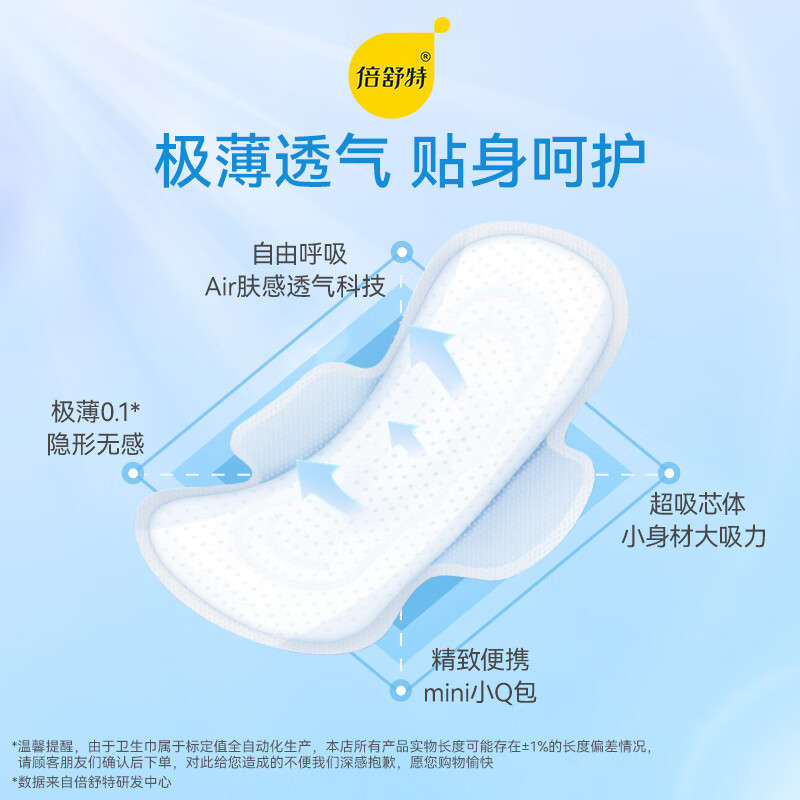 倍舒特透气超吸收极薄0.1棉柔迷你巾45片 190mm*15片*3包 HT12315L3高清大图