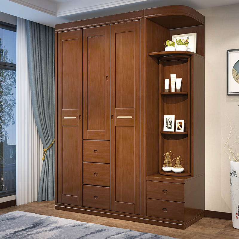 青木川 实木衣柜主卧室家具房间二门三门四五六门带转角柜边柜组合柜