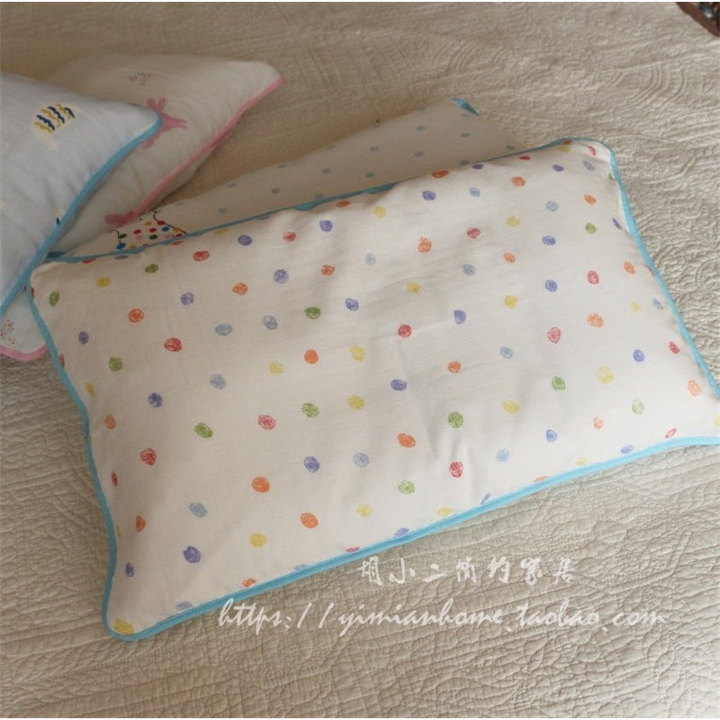 卡通儿童枕头水洗枕 全棉纱布枕套含枕芯可水洗 30x50cm