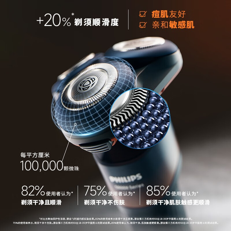 飞利浦(PHILIPS)全新5系蜂巢X剃须刀 X5005 SkinEase肌能舒缓科技刮胡刀 [敏感肌适用]