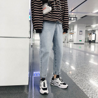 梵克公牛港风潮男ins牛仔裤bf休闲裤九分老爹裤