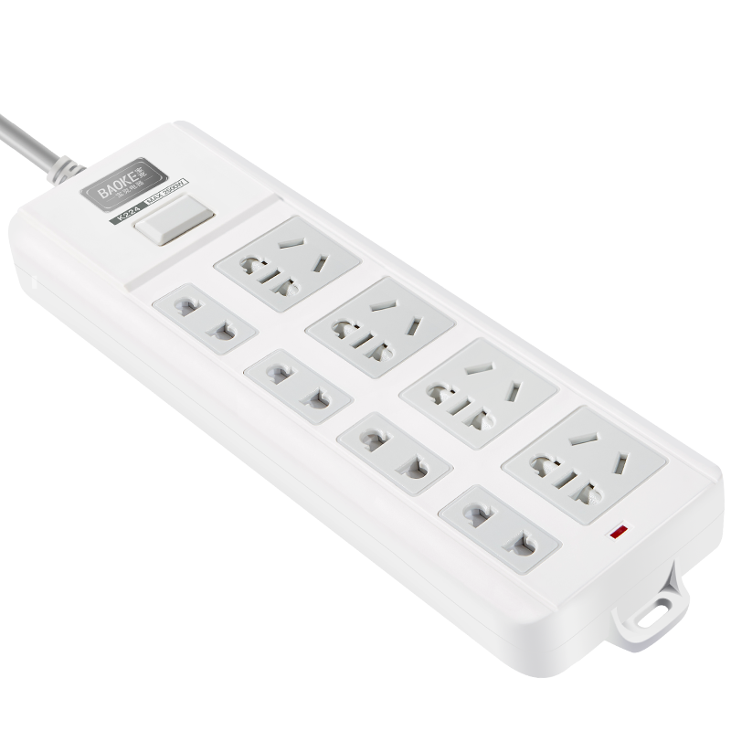 宝克baokek224插线板新国标延长线插座4位组合总控开关白色1个