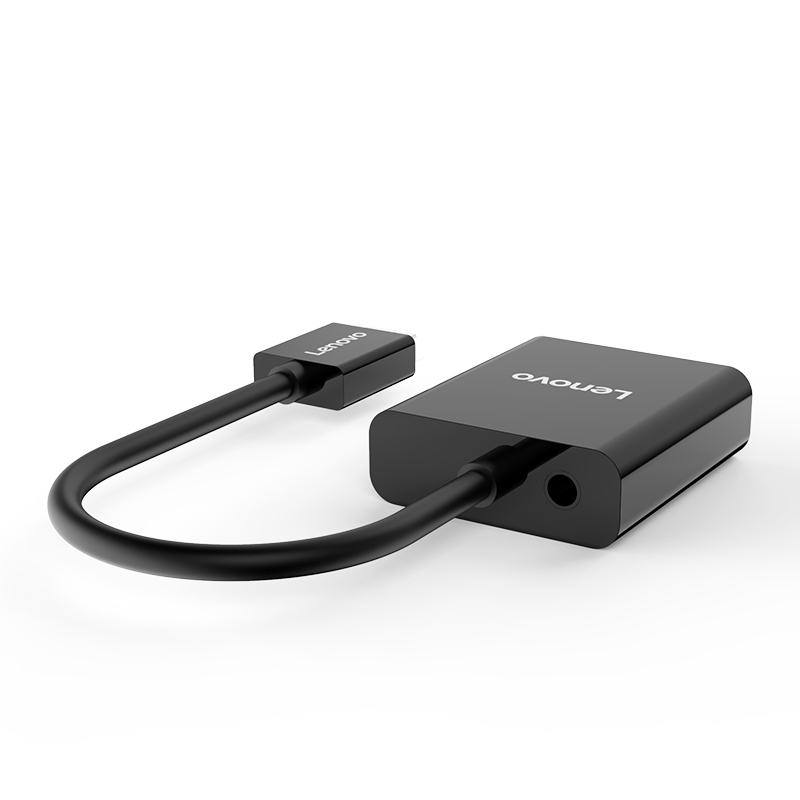 联想(Lenovo)HDMI转VGA转换器 高清视频转接头 带音频接口适配器 笔记本/投影机/显示器 H203(黑色)