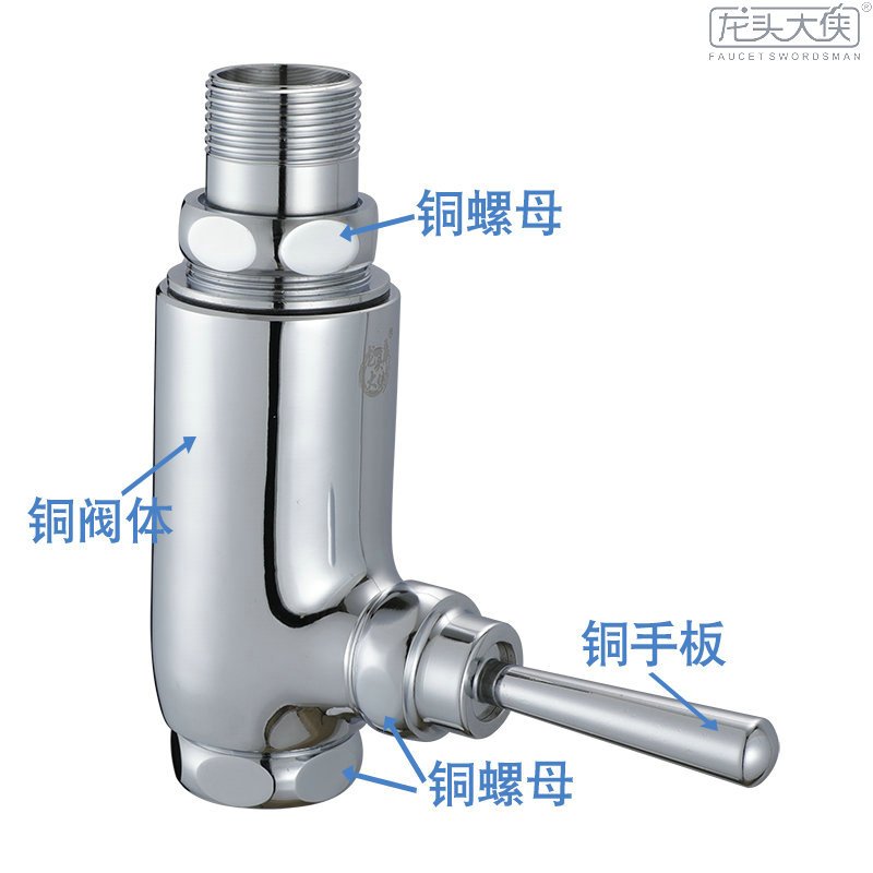 铜手按蹲便器冲水器大便蹲坑延时阀冲洗阀 立式手动冲洗阀