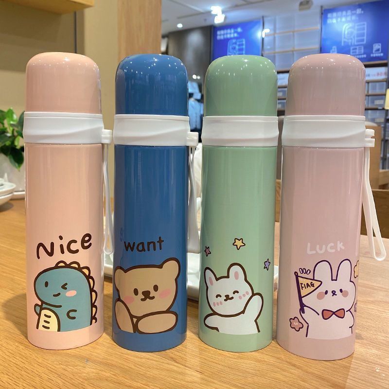 304不锈钢保温杯女生可爱便携小学生儿童水杯高颜值男子弹头杯子304