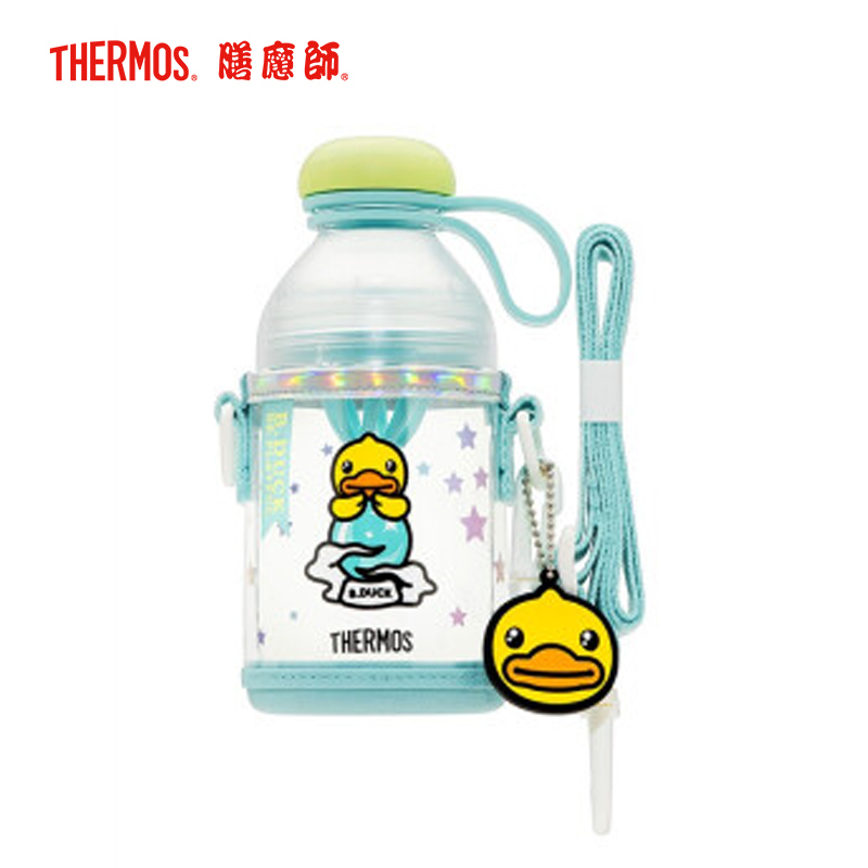 膳魔师THERMOS孕婴童水杯柠檬杯四季随行果汁杯便携手提带肩带小黄鸭TRITAN杯TCSE-403BDGR(魔法师)