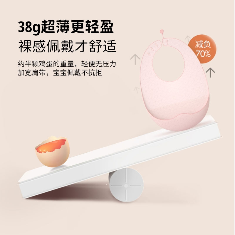 婴儿防水吃饭超薄硅胶围兜智扣儿童幼儿辅食围嘴小孩男女宝宝饭兜_绿黄2个装小熊不锈钢勺