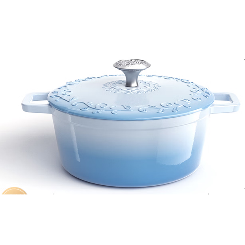 宝玑BGA2403琅彩系列珐琅铸铁锅-霁蓝色 31.8×16cm