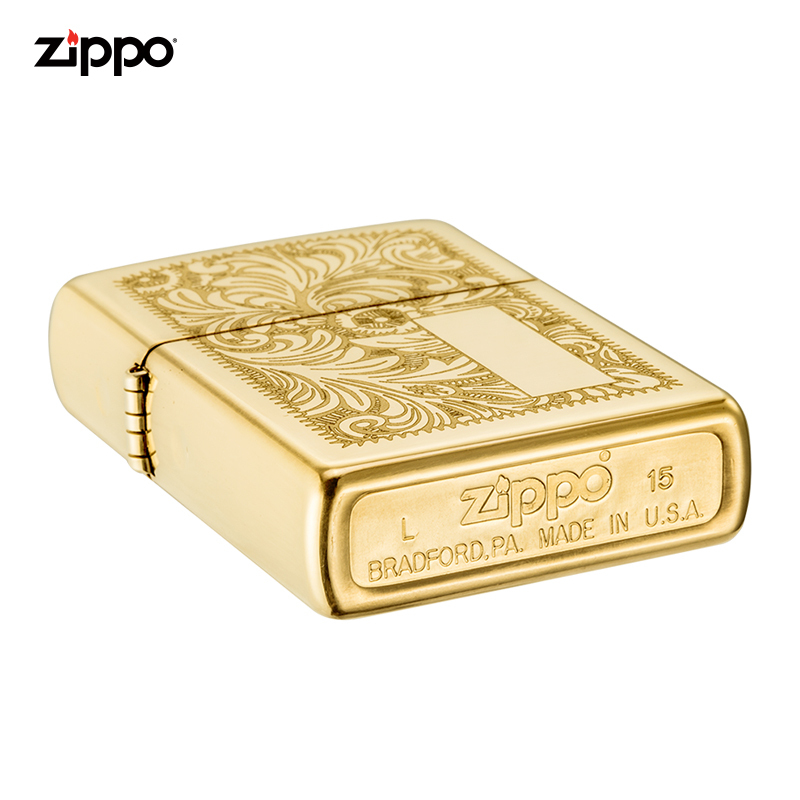 美国zippo打火机芝宝黄铜威尼斯人双面刻花352b铜威尼斯人