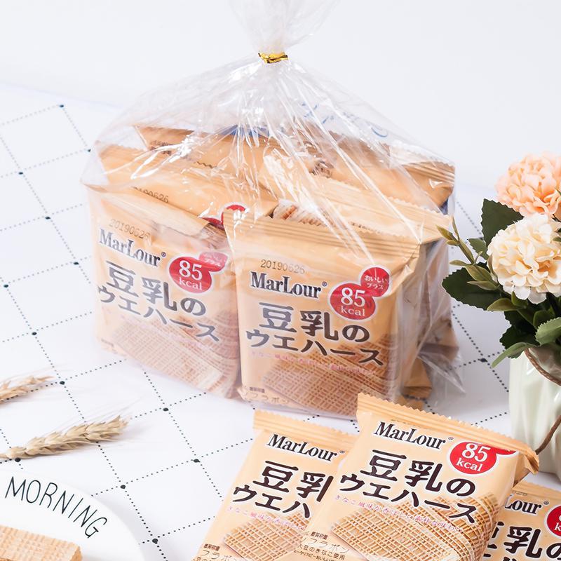 万宝路网红推荐办公抗饿小吃零食豆乳威化夹心休闲饼干豆奶味桶装 豆乳威化饼干6包[袋装]