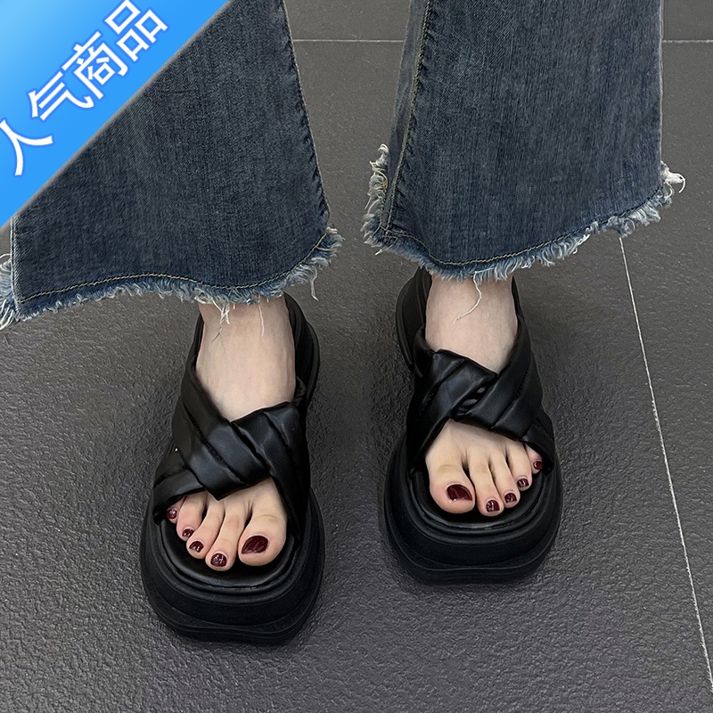 SUNTEK2023年新款夏季凉拖鞋女外穿网红厚底增高粗跟时尚2新年U高清大图