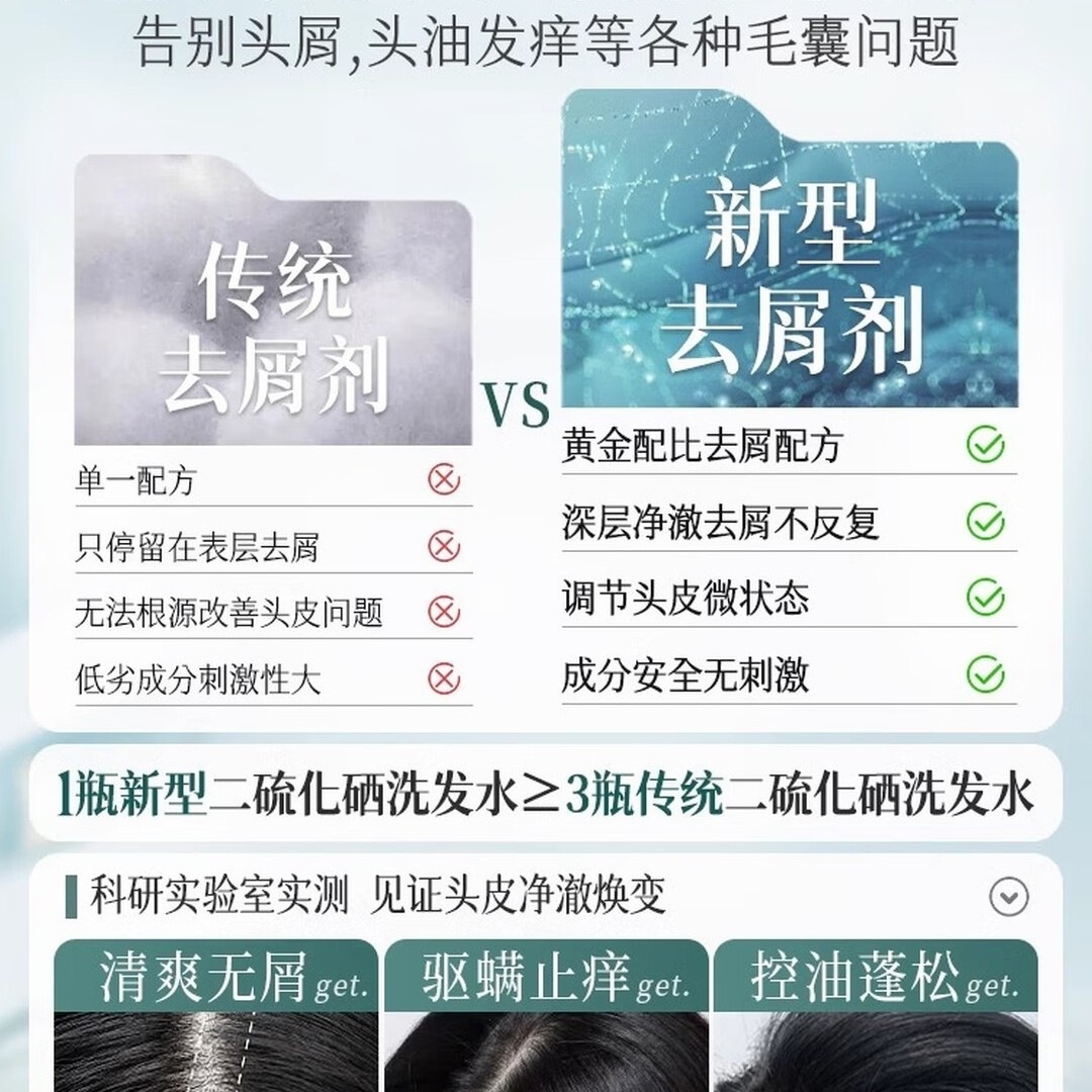 儒意 (RUYI)二硫化硒洗发水去屑止痒控油持久蓬松男女士洗头膏露500ml高清大图