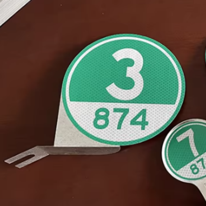 公路百米桩号护栏附着式逗号百米牌圆形反光标高速公里牌桩15cm单个 100个起订高清大图
