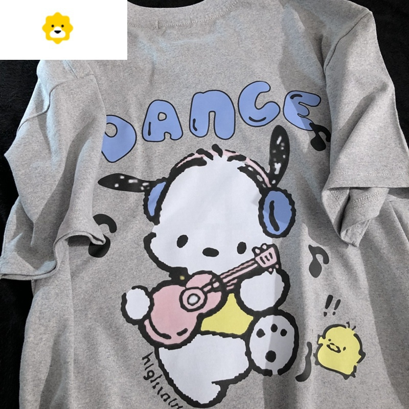 fish basketdaiwing 偏心日记 美式卡通手绘狗狗学生半袖夏季可爱情侣