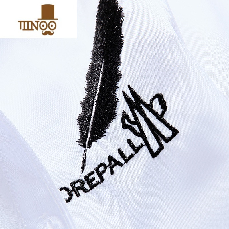 YANXU冬季白色长袖衬衫男士韩版修身衬衣潮牌保暖痞帅男生打底寸衫U男高清大图