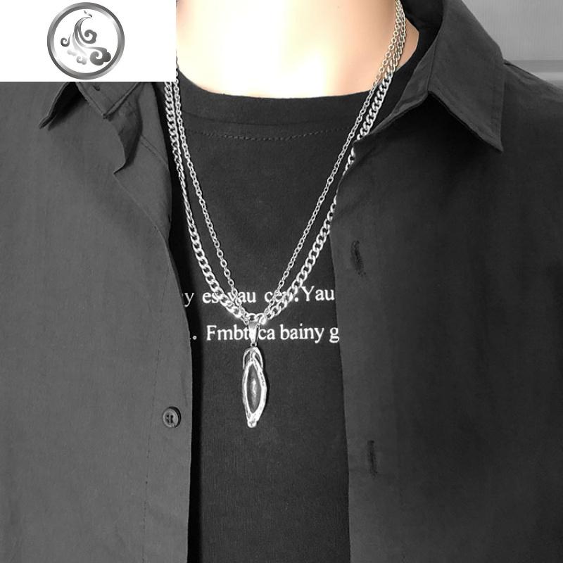 国潮设计师原创槟榔项链男锁骨链hiphop潮人嘻哈个性复古钛钢吊坠 JiMi高清大图