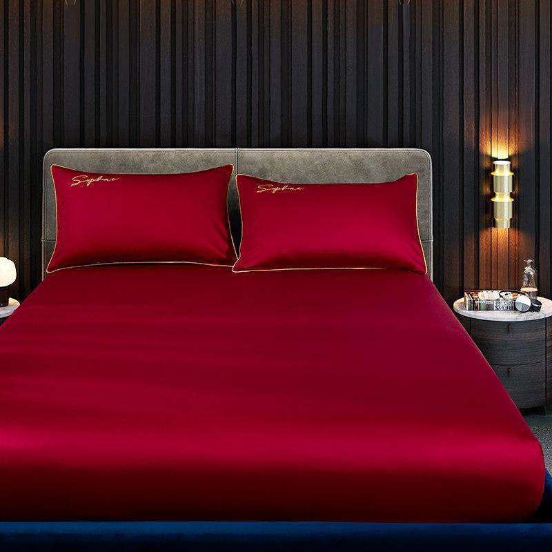 家柏饰(CORATED)60支贡缎床笠单件全棉全棉夏天床垫保护罩1.8m保护套床罩 紫嫣红 150x200cm-裸睡亲肤