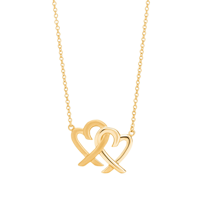 TIFFANY&CO.蒂芙尼Paloma Picasso女士18k金双镂空爱心形扣环项链