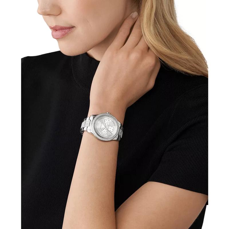 Michael Kors 女士多功能银色不锈钢链带手表mm日夜百搭防水保修高清大图