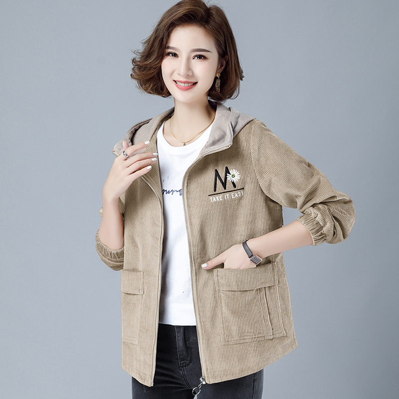 灯芯绒短外套女2023年春秋季新款韩版宽松休闲短款条绒上衣百搭夹克