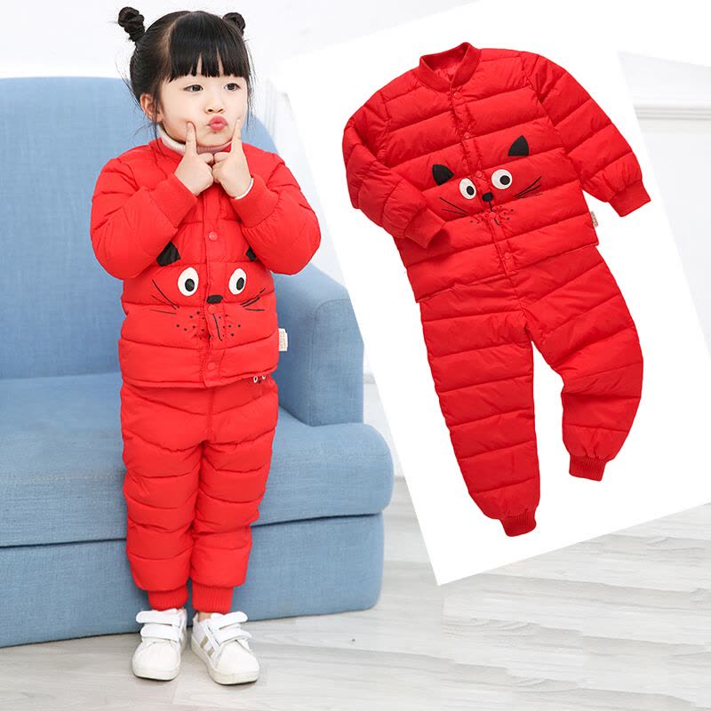 迪鲁奥（DILUAO)反季童装秋冬儿童羽绒棉服套装3婴幼男童女童内胆棉裤宝宝2件套装图片
