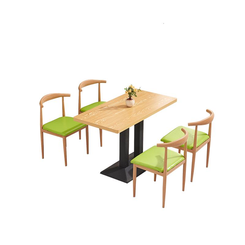 BONJEAN仿实木铁艺牛角椅食堂餐厅麻辣烫面馆奶茶小吃饭店快餐桌椅组合高清大图