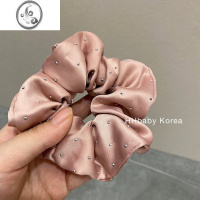JiMi【HHBABY KR】韩国ins法式复古闪钻缎面发圈肠圈褶皱发绳女网H 点钻韩粉 均码