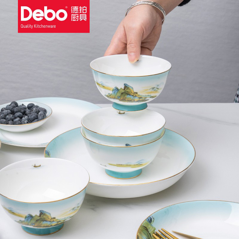 德铂餐具绿水青山32件套陶瓷耐冷耐热餐具套装DEP-767