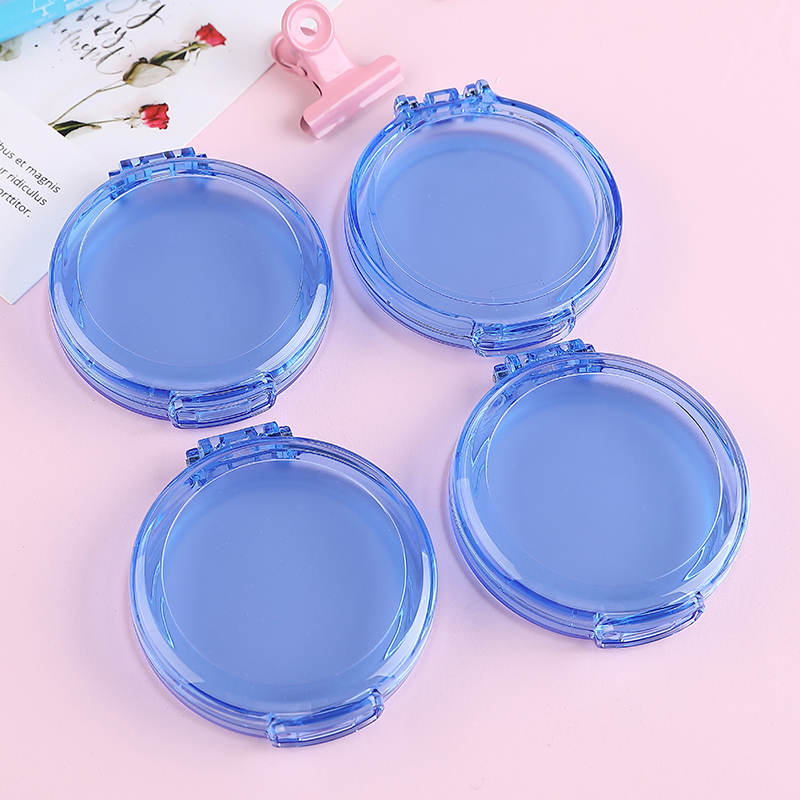 蓝色1个茉语亚克力气垫bb粉扑盒塑料盒子收纳盒透明空盒便携圆形小
