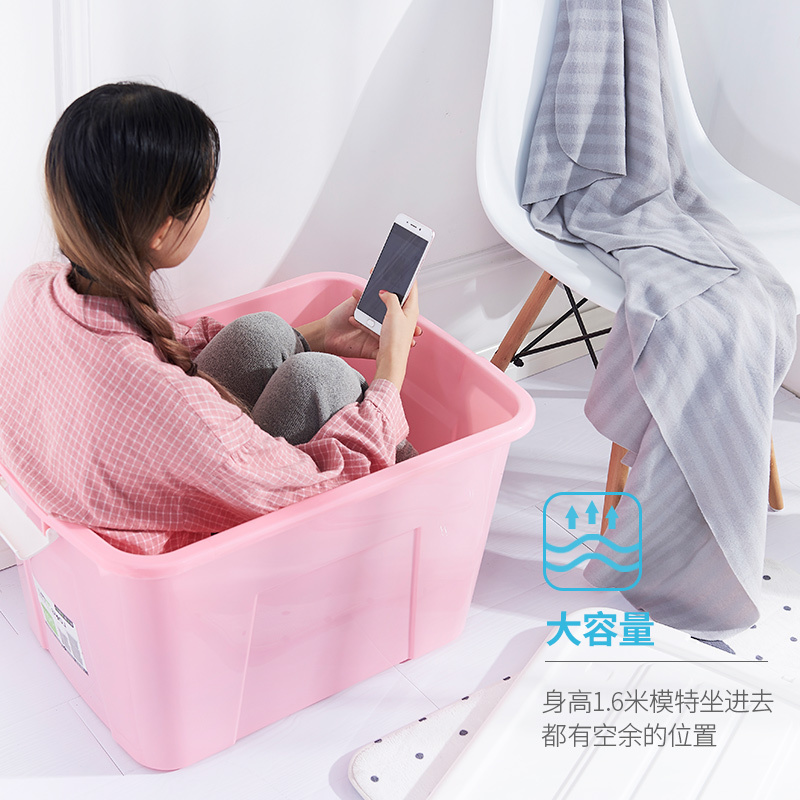 特大号塑料收纳箱子衣服家用整理超大容量清仓透明玩具 透明色 170#[超大][尺寸对标部分商家220L]长67宽48高4