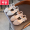 可莉允童鞋女孩半凉鞋洋气包头软底2022新款女童公主凉鞋珍珠水晶小皮鞋运动休闲鞋