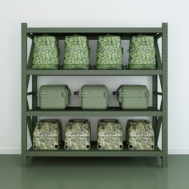 初嘉(CJ)HJ--02 货架军绿色仓储货架仓库库房展示架营房营区器材置物架 2000*600*2000mm 300KG