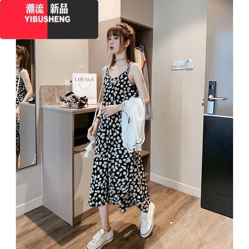 YIBUSHENG小雏菊碎花连衣裙仙女显瘦裙子仙森系法式吊带少女裙2024年新款