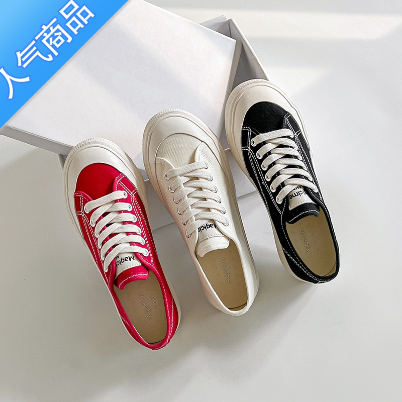 SUNTEK帆布鞋女新款2023年夏季平底百搭圆头显瘦透气休闲韩系小白鞋高清大图