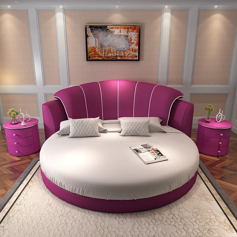 情侣圆形床简约现代圆床双人床婚床公主床床酒店宾馆主题圆床