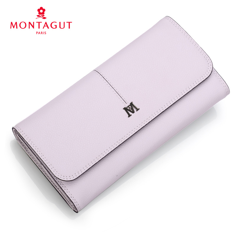 梦特娇钱包女 长款真皮新款 折叠软皮 皮夹 女士简约 百搭钱包