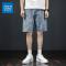 真维斯男士牛仔短裤夏季潮流宽松直筒休闲五分裤男百搭纯色中裤子