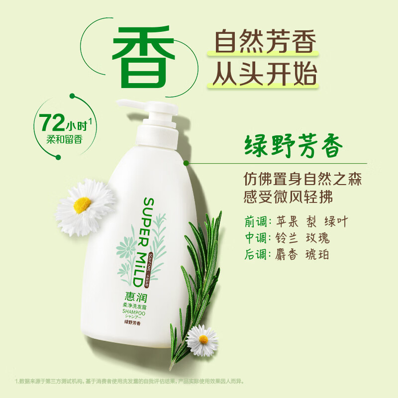 惠润(SUPER MiLD)蓬松控油洗发露洗发水绿野芳香600ml*2瓶控油蓬松无硅油男女洗头膏进口高清大图