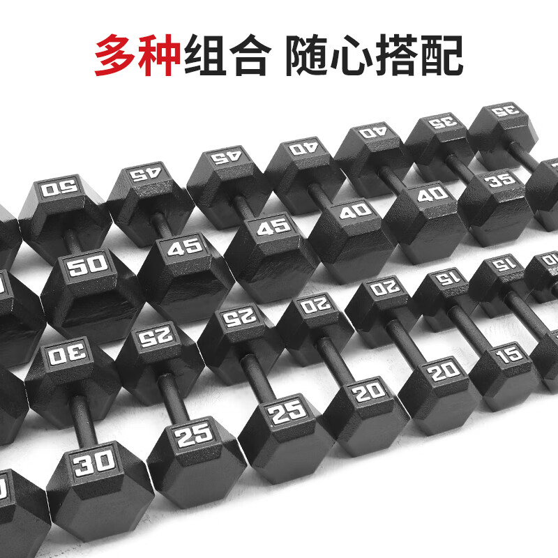 PROIRON普力艾纯铁哑铃健身男士家用套装组合宿舍5kg一对商用健身器材 六角纯铁哑铃20磅[2×10LB]高清大图
