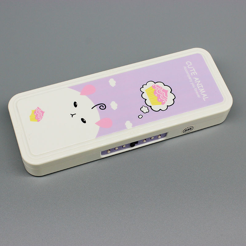 卡通塑料双层铅笔盒多功能密码文具盒可爱男女学生儿童简约收纳盒 小