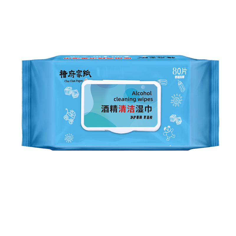 褚府家纸酒精湿巾80片45%酒精清洁湿巾